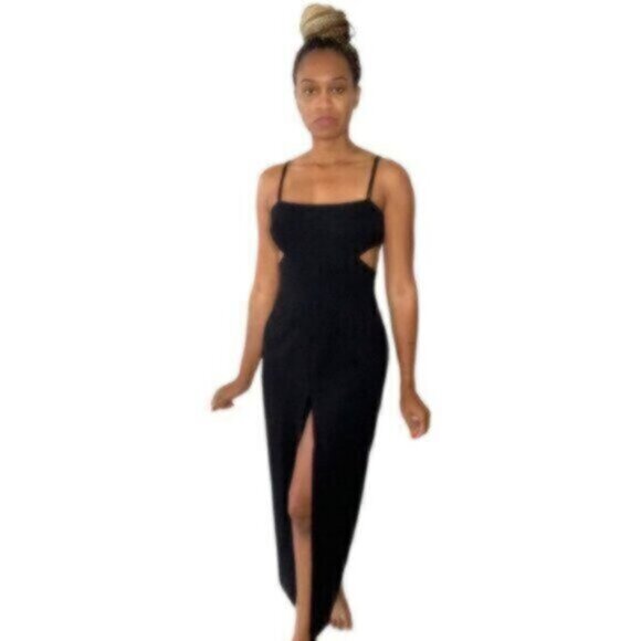 Tahari Black Cut Out Side Maxi Evening Formal Dress - Picture 6 of 16